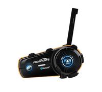 FODSPORTS FX8 Pro Casque Intercom Moto Bluetooth, Contrôle par Application, 7 Langues Vocales, Musique et Intercom Simultanés, Communication pour 10 Motards, Partage de Musique, Radio FM(1 Unité)