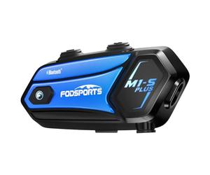 Fodsports M1-S Plus - Intercom Moto pour 10 Pilotes, avec Messages Vocaux en Français, Appairage Rapide, Partage de Musique, Radio FM, Micro Muet et 3 Effets Sonores