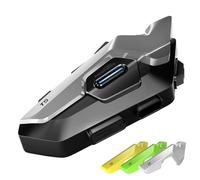 Fodsports T5 Intercom Moto Bluetooth 5.4 avec Assistant Vocal en 9 Langues, Système de Communication Moto avec Partage de Musique, Radio FM, Autonomie de 30 Heures, Étanche IP67, Mains Libres(1 Unité)