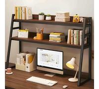 FOELANNE Étagère de Bureau Hutch Bookshelf, Bibliothèque de Bureau d'ordinateur échelle à 2 et 3 Niveaux en Noyer foncé(Dark Walnut+3 Layers)