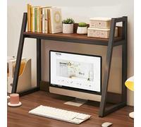 FOELANNE Étagère de Bureau Hutch Bookshelf, Bibliothèque de Bureau d'ordinateur échelle à 2 et 3 Niveaux en Noyer foncé(Dark Walnut+2 Layers)