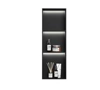 FOELANNE Insert Mural encastré pour Niche de Douche, Étagère de Douche encastrée au Mur en Acier Inoxydable à 3 Niveaux avec lumières LED Multicolores(Noir Élégant)