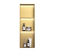 FOELANNE Insert Mural encastré pour Niche de Douche, Étagère de Douche encastrée au Mur en Acier Inoxydable à 3 Niveaux avec lumières LED Multicolores(Or Brossé)