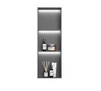 FOELANNE Insert Mural encastré pour Niche de Douche, Étagère de Douche encastrée au Mur en Acier Inoxydable à 3 Niveaux avec lumières LED Multicolores(Pistolet Gris)