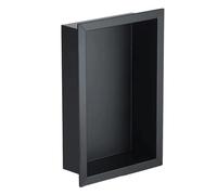 FOELANNE Insert Mural encastré pour Niche de Douche, Étagère de Niche de Douche en Acier Inoxydable 9,3" x13,8 x3,1 Insert Mural Noir argenté(Black)