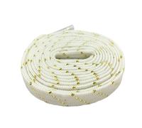 FOELANNE Lacets plats, lacets élastiques pour chaussures, Lacets de chaussures à paillettes fantaisie, noir, blanc, or, brillants, plats, uniques, métalliques, scintillants(White Gold,120cm)