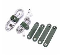 FOELANNE Les câbles en Cuir, Organisateur de câbles en Cuir, Enrouleur de Cordon, Sangles Multicolores, 1/4 pièces(Green 4pcs)