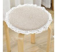 FOELANNE Les chaises à Manger, Galettes de Chaise Rondes en Coton et Lin avec Attaches, Multicolores, diamètre 30-50 cm(R,Diameter:34cm(13inch))
