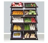 FOELANNE Les légumes, Présentoir de supermarché avec paniers de Rangement for collations, Marron, Plusieurs Tailles(120x35x140cm/47.2x13.8x55.1in)