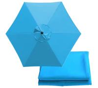 FOELANNE Parapluie de Jardin, Auvent de Remplacement for Parasol de terrasse de 6,5 à 9,8 Pieds for 6 ou 8 Bras, Multicolore(Lake Blue,6 ribs-3m(9.8ft))