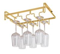 FOELANNE Porte-verres à vin, Support suspendu for verres à vin en métal, réglable à 3 rangées, noir et or, 35x22.5x6.5cm(Gold)