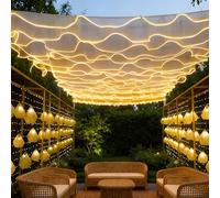 FOELANNE Rideaux de Plafond LED Multicolores, Plusieurs Tailles, réutilisables, faciles à Installer, fête, Mariage, Anniversaire(100mx0.5m,WhiteVeil+WarmLight)