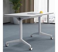 FOELANNE Table Pliante pour réunions et séminaires, Table de conférence Pliante rectangulaire modulaire avec Plateau Rabattable et Roues de Plusieurs Tailles(2pcs,55x24x30in/140 * 60 * 75cm)