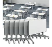 FOELANNE Table Pliante pour réunions et séminaires, Table de conférence Pliante rectangulaire modulaire avec Plateau Rabattable et Roues de Plusieurs Tailles(6pcs,63x24x30in/160 * 60 * 75cm)