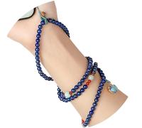 FOELANNE Téléphone raccroché, Phone Lanyard Strap Multicolor Buddha Beads(Blu)