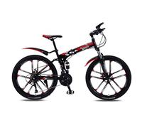 FOELANNE Vélo de Ville, Vélo Cadre en Acier à Haute teneur en Carbone Double Frein à Disque NG Absorption des Chocs Plusieurs Vitesses Multicolore(Black Red,21 Speed)