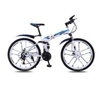 FOELANNE Vélo de Ville, Vélo Professionnel à pédales, Cadre en Acier à Haute teneur en Carbone, Double Frein à Disque, Absorption des Chocs, Multicolore, 21/24/27/30 Vitesses(White Blue,24 Speed)