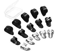 Foemey Lot de 15 médiators en acier inoxydable pour guitare acoustique, banjo, basse (noir + argent)