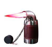 Foern Briquet Torche 4 Jets avec Flamme Rouge, Briquet de Table Rechargeable, Briquets avec Couvercle, Briquet Coupe-Vent avec Poinçon de Cigare pour Fumer, Barbecue (sans Butane),Red