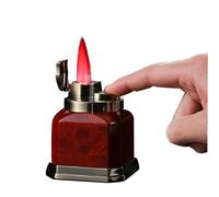 Foern Briquet Torche de Table avec 4 Flammes à Jet Rouge, Briquets de Cuisine Rechargeables pour Allume-gaz, Allume-Bougie à Flamme Réglable pour Feu de Camp Barbecue (sans Butane),Red