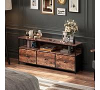 FOERPL Buffet Bas, 108 cm Chiffonnier Meuble de Rangement avec LED Tiroir en Tissu,Commode Basse,Cadre en Métal,Bahut de Salle a Manger pour Salon,Entrée,Couloir (B 3 tiroirs, 108cm)