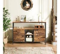 FOERPL Buffet Bas, 137 cm Chiffonnier Meuble de Rangement avec LED Tiroir en Tissu,Commode Basse,Cadre en Métal,Bahut de Salle a Manger pour Salon,Entrée,Couloir (C 4 tiroirs, 137cm)