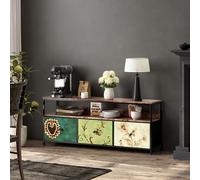 FOERPL Buffet Bas, 137 cm Chiffonnier Meuble de Rangement avec LED Tiroir en Tissu,Commode Basse,Cadre en Métal,Bahut de Salle a Manger pour Salon,Entrée,Couloir (A 3 tiroirs, 137cm)