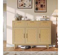 FOERPL Buffet Bas de Salle à Manger en Bois, Bahut De Salle a Manger Moderne avec 3 Portes Buffet Bas Meubles De Rangement pour Salon Commode Basse Bahut De Salle a Manger pour Cuisine Couloir