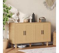 FOERPL Buffet Bas de Salle à Manger en Bois, Bahut De Salle a Manger Moderne avec 4 Portes PVC Buffet Bas Meubles De Rangement pour Salon Commode Basse Bahut De Salle a Manger pour Cuisine Couloir