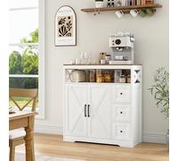 FOERPL Buffet Salle a Manger, Buffet Bas Meubles De Rangement pour Salon avec 2 Portes et 3 Tiroirs Commode Basse Bahut De Salle a Manger pour Cuisine Couloir Salon Entrée (H Blanc, 100cm)