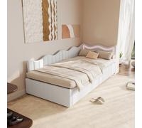 FOERPL Canapé Lit 90 x 200, lit Coffre 90x200 avec LED Tissu en Teddy Velours canapé-lit 1 Place Lit Simple gigogne avec Espace de Rangement Cadre de Lit pour Jeunes, sans Matelas