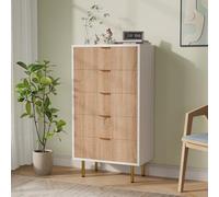 FOERPL Commode à 5 Tiroirs, Commode Chambre Adulte Moderne 60x34x110cm, Chiffonnier Meuble de Rangement pour Chambre,Salon,Entrée