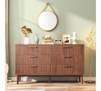 FOERPL Commode à 6 Tiroirs,Chiffonnier Meuble de Rangement 100x34x73cm,Commode de Style Campagnard pour Chambre,Salon,Entrée,Couloir-Anti-basculement