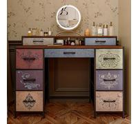 FOERPL Commode Chambre Adulte, Commode 9 Tiroirs Coiffeuse avec Rangement Chiffonnier Meuble De Rangement Coiffeuse Bohème Meuble Tiroir, Meuble Salon Rangement, Meuble De Couloir