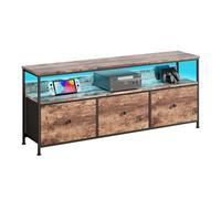 FOERPL Commode Tiroirs Meuble Tele LED Moderne,Banc TV Console de Rangemen Rétro - Cadre Métallique,Tiroir en Tissu,Plateau en MDF Bois (Brown, 108cm-3Tiroir)