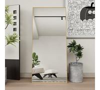 FOERPL Miroirs en Pied, 1800 x 800 MM Grand Miroir sur Pied Chambre Miroir Mural Rectangulaire avec Cadre en Alliage D'aluminium Miroir Plein Pied Miroir Salon (Or, 1.8X0.8 M)