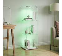 FOERPL Vitrine en Verre avec Éclairage LED, vitrine de Collection sur Pied, Vitrine Colonne à 3 Couches avec Porte Verrouillable pour Salon/Bureau/Salle de Jeux, 39.8x35x123cm,Blanc