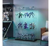 FOERPL Vitrine en Verre avec Éclairage LED, vitrine de Collection sur Pied, Vitrine Colonne à 3 Couches avec Porte Verrouillable pour Salon/Bureau/Salle de Jeux, 78.5x35x123cm