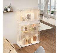 FOERPL Vitrine en Verre avec Éclairage LED, vitrine de Collection sur Pied, Vitrine Colonne à 3 Couches avec Porte Verrouillable pour Salon/Bureau/Salle de Jeux, 78.5x35x123cm,Blanc