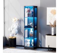 FOERPL Vitrine vitrine pour collections avec lumière, vitrine en verre avec porte 165 x 35 x 40 cm LED à 3 modes dynamiques meubles vitrines de salon en verre avec étagère armoire à livres pour salon