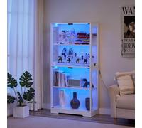 FOERPL Vitrine vitrine pour collections avec lumière, vitrine en verre avec porte 165 x 35 x 80 cm LED à 3 modes dynamiques meubles vitrines de salon en verre avec étagère armoire à livres pour salon