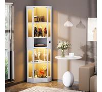 FOERPL Vitrine vitrine pour collections avec lumière, vitrine en verre avec porte 165 x 57 x 40 cm LED à 3 modes dynamiques meubles vitrines de salon en verre avec étagère armoire à livres pour salon
