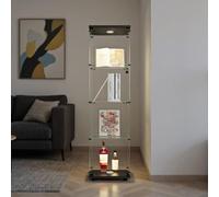 FOERPL Vitrine,Vitrine Verre LED Vitrine en Verre pour Collection avec Porte,Vitrine Verre 4 Layers Armoire Vitrine avec Serrure Vitrine Meuble Salon Bar (4étages + lumières, Noir)
