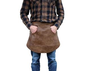 Förster-Fellnest Tablier, cuir véritable | Tablier fuselé, lien sur le devant, look antique subtil ! Production allemande | Avec ou sans sac | Tablier de serveur, tablier bistro, brasserie, cuisine