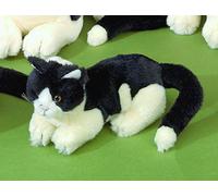 Förster Stofftiere 3470 Chat couché noir et blanc vieilli 20 cm