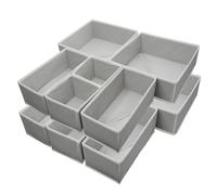 Foeska Organisateurs de Tiroirs, Séparateurs Pliables, Organisateur de Dressing pour Sous-vêtements en Tissu, Range-vêtements pour Chemises, Chaussettes, Lingerie (12 psc grey)