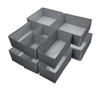Foeska Organisateurs de Tiroirs, Séparateurs Pliables, Organisateur de Dressing pour Sous-vêtements en Tissu, Range-vêtements pour Chemises, Chaussettes, Lingerie (12 psc dark grey)