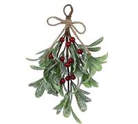 Fofetbfo Décoration de Gui de Noël, Gui de Noël Artificiel Suspendu de 23 Cm avec Baies, Simulation de Feuilles Vertes, Pics de Gui pour Arbre de Noël, Cheminée, Escaliers, Bureau,(2 pièces Rouge)