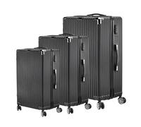 Fofetbfo Set 3 Valises, Valise de Voyage avec Serrure à Code, Trolley Set de Valises, Lot de 3 - Trolley Voyage, Coque Rigide en ABS, 4 Roue Ultra Fluide,20/24/28, Noir (Noir B)