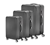 Fofetbfo Set 3 Valises, Valise de Voyage avec Serrure à Code, Trolley Set de Valises, Lot de 3 - Trolley Voyage, Coque Rigide en ABS, 4 Roue Ultra Fluide,20/24/28, Noir (Noir C)